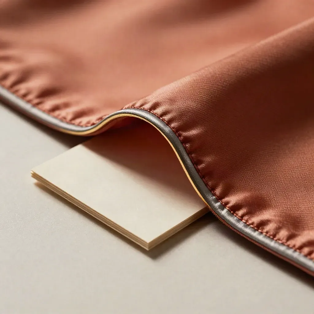 Dossier sponsor maglia in tessuto satinato con bordo metallico e inserto sigillato